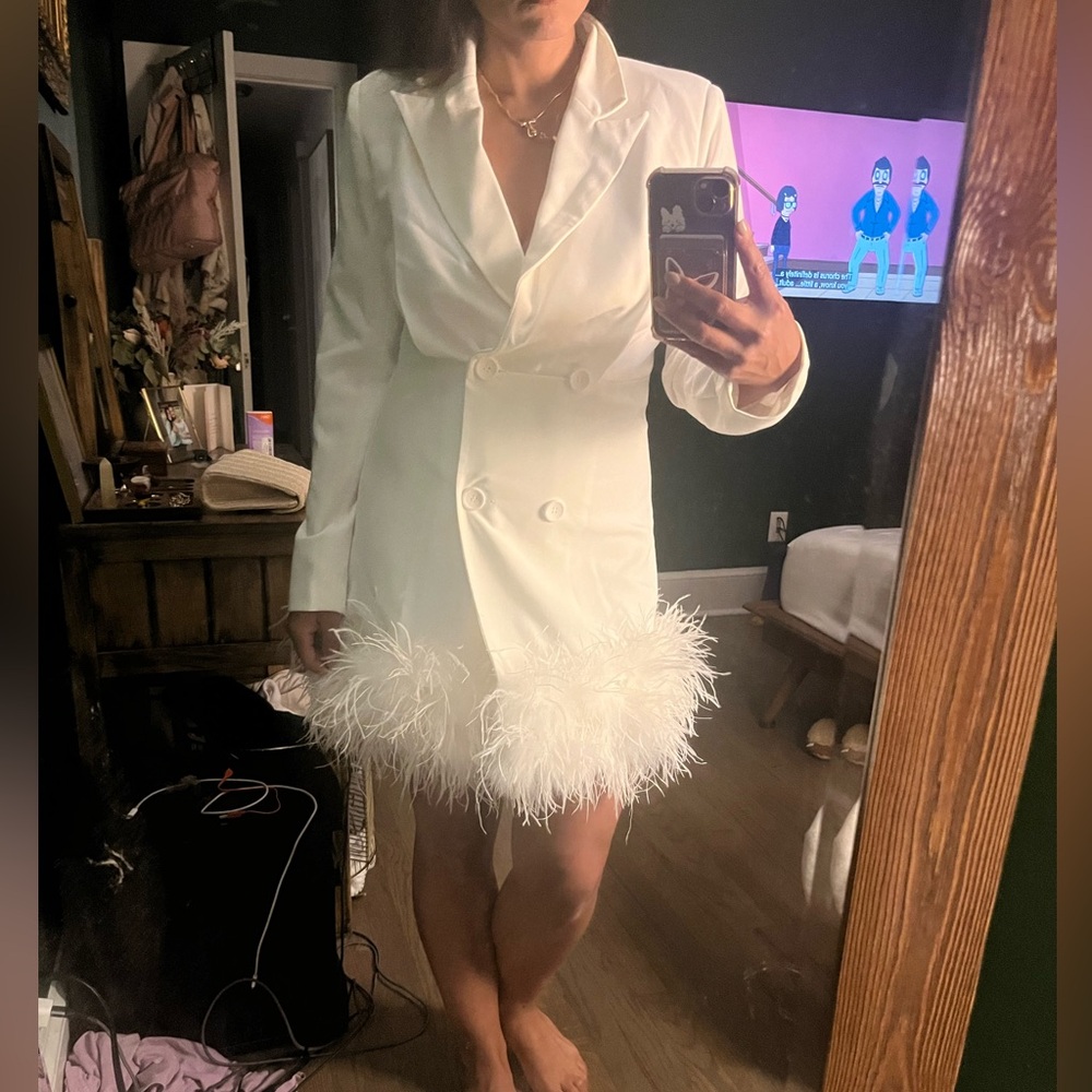 Nasty Gal Feathered Blazer Dress